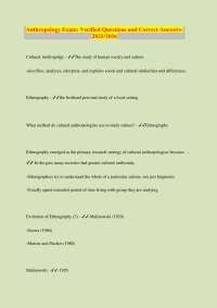 Anthropology Exam: Verified Questions and Correct Answers 2025/2026