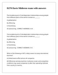 International Business and Globalization Midterm Exam
