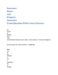 Insurance and Property Insurance Exam Questions with Answers