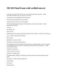 NR 503 Final Exam: Population Health, Genetics, and Health Disparities