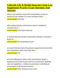 Colorado Life & Health Insurance Law Practice Exam Q&A
