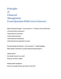 Financial Management Exam Questions and Answers