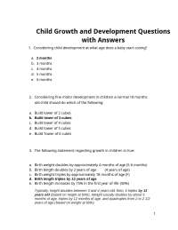 Child Growth and Development: Key Questions and Answers