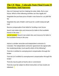 Colorado Real Estate Exam Prep: Questions and Answers