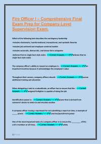 Fire Officer I – Comprehensive Final Exam Prep for Company-Level Supervision Exam.