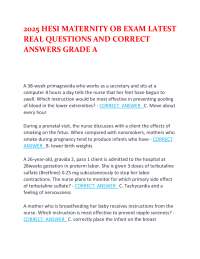 2025 HESI Maternity OB Exam – Latest Real Questions and Correct Answers (Grade A Verified