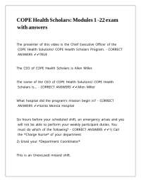 COPE Health Scholars Program Exam with Answers: A Comprehensive Study Guide