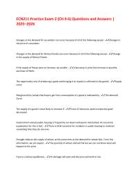 ECN211 Practice Exam 2 (CH 4-6) Questions and Answers |  2025–2026