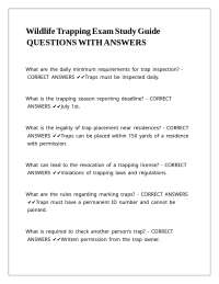 Wildlife Trapping Exam Study Guide: Questions and Answers