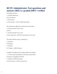 RCFE Administrator Test questions and  answers 2024 A+ graded |100% verified Every RCFE mu