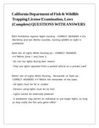 California Trapping License Exam: Laws and Regulations