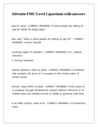 Financial Valuation Q&A: DCF, Relative & Intrinsic Methods