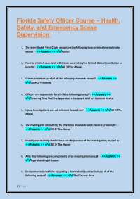 Florida Safety Officer Course: Health, Safety, and Emergency Supervision Q&A