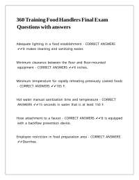 Food Handler Final Exam Questions and Answers: Food Safety Practices