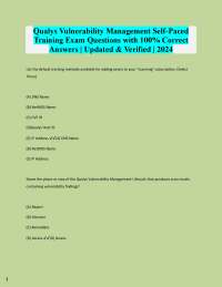 Qualys Vulnerability Management Self-Paced  Training Exam Questions with 100% Correct  Ans