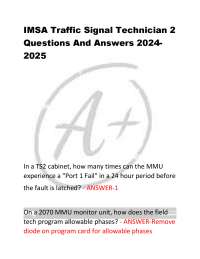 IMSA Traffic Signal Technician 2  Questions And Answers 2024 2025