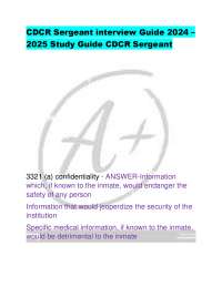CDCR Sergeant interview Guide 2024 –  2025 Study Guide CDCR Sergeant