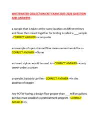 WASTEWATER COLLECTION EXIT EXAM 2025-2026 QUESTION  AND ANSWERS