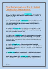 Field Technician Level 5 to 6 – Latest Certification Exam Module.