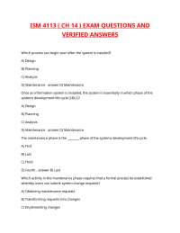 ISM 4113 ( CH 14 ) EXAM QUESTIONS AND VERIFIED ANSWERS.