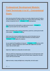 Professional Development Module: Field Technician V to VI – Conventional Exam.