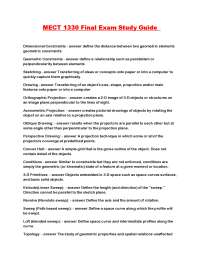 MECT 1330 Final Exam Study Guide: Engineering Drawing and Design Principles