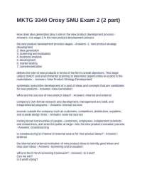MKTG 3340 Orosy SMU Exam 2 Exam With Questions and Correct Answers