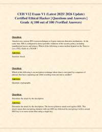 CEH V12 Exam V1 (Latest 2025/ 2026 Update) Certified Ethical Hacker | Questions and Answer
