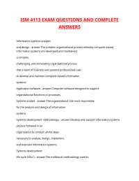 ISM 4113 EXAM QUESTIONS AND COMPLETE ANSWERS.