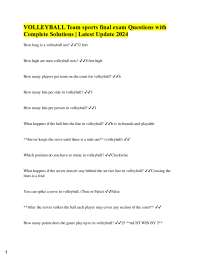 Volleyball Rules and Gameplay: Exam Questions and Solutions