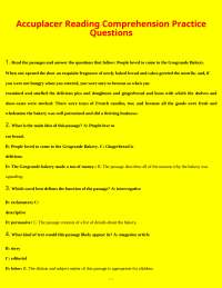 Accuplacer Reading Comprehension Practice Questions