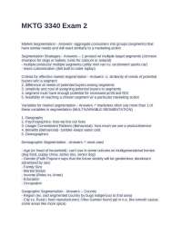 MKTG 3340 Exam 2 Questions With 100% Verified Answers