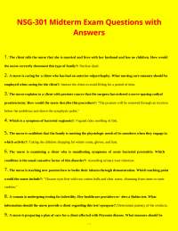 NSG-301 Nursing Midterm Exam Questions and Answers: Reproductive and Pediatric Health
