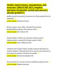 Quality improvement, management, and assurance ABQAURP 2025 complete questions (frequently