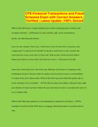 CFE-Financial Transactions and Fraud Schemes Exam with Correct Answers | Verified | Latest