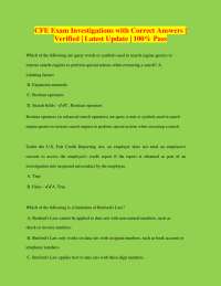 CFE Exam Investigations with Correct Answers | Verified | Latest Update | 100% Pass