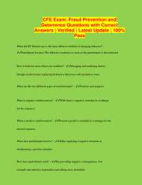 CFE Exam: Fraud Prevention and Deterrence Questions with Correct Answers | Verified | Late