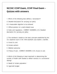 NCCHC CCHP Exam, CCHP Final Exam – Quizzes with answers