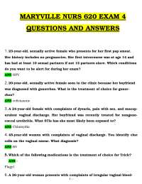 MARYVILLE NURS 620 EXAM 4 QUESTIONS AND ANSWERS