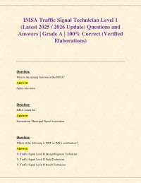IMSA Traffic Signal Technician Level 1 (Latest 2025 / 2026 Update) Questions and Answers |