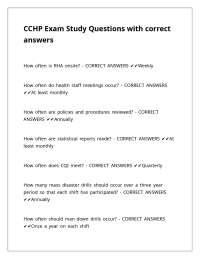 CCHP Exam Study Questions with correct answers