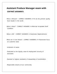 Assistant Produce Manager exam with correct answers