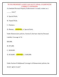 NJ PSI PROPERTY AND CASUALTY FINAL EXAM WITH CORRECT ANSWERS