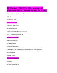 TS Culinary NOCTI| 141 questions all answered 100% Correct| Latest 2025-2026