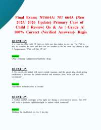 Final Exam: NU664A/ NU 664A (New 2025/ 2026 Update) Review|  Qs & As| 100% Correct- Regis