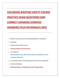 COLORADO BOATING SAFETY COURSE PRACTICE EXAM QUESTIONS AND  CORRECT ANSWERS (VERIFIED  ANS