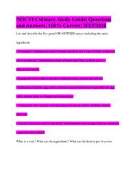 NOCTI Culinary Study Guide| Questions and Answers, 100% Correct| 2025/2026