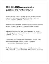CCHP-MH (2025) comprehensive questions and verified answers