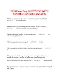 D278 Exam Prep QUESTIONS WITH CORRECT ANSWER 2025/2026