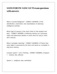 SANS FOR578 - GIAC GCTI exam questions with answers